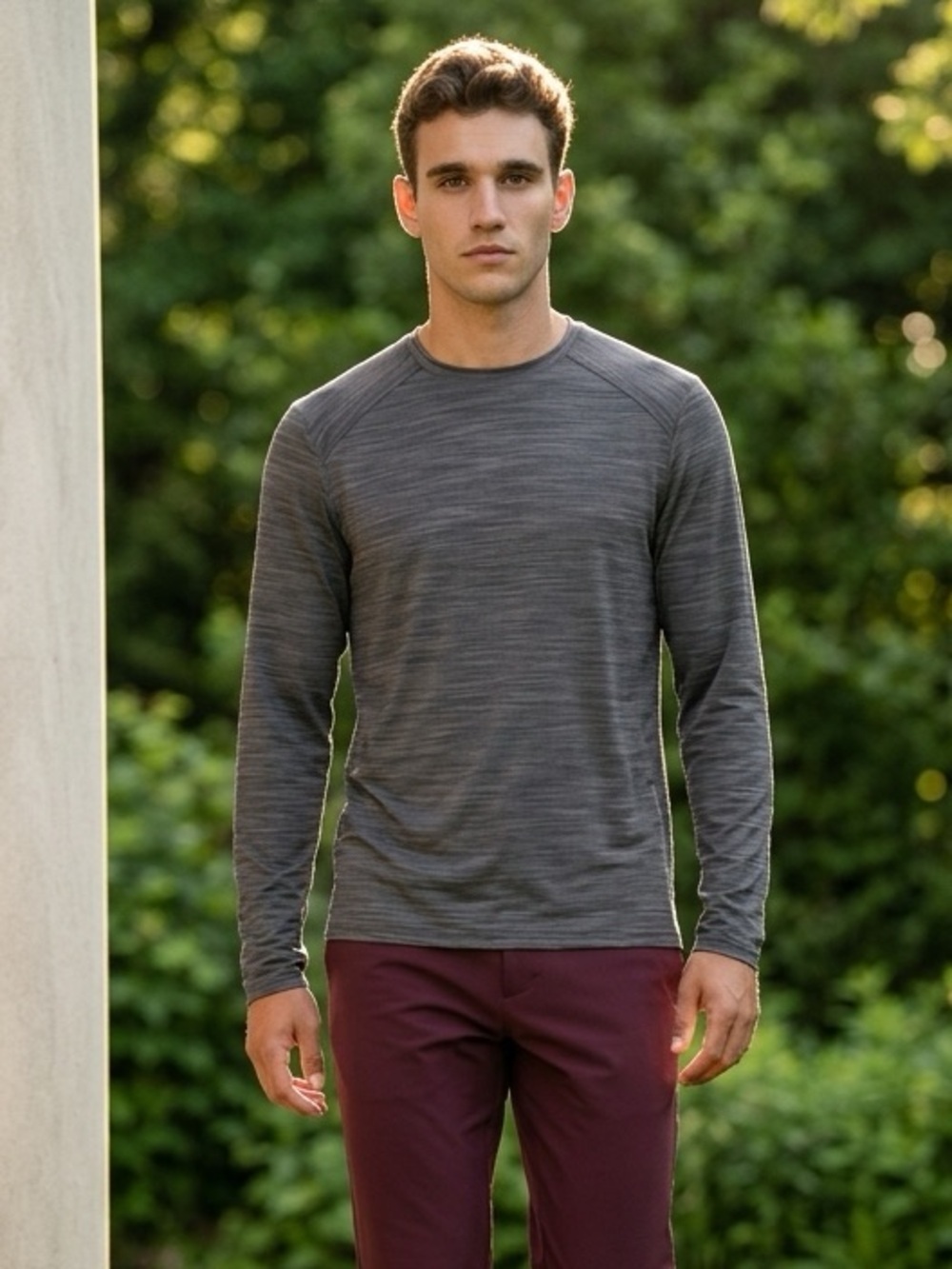 DSG Men’s Movement Long Sleeve Crew Neck Heather Gray Athletic Shirt Size XL